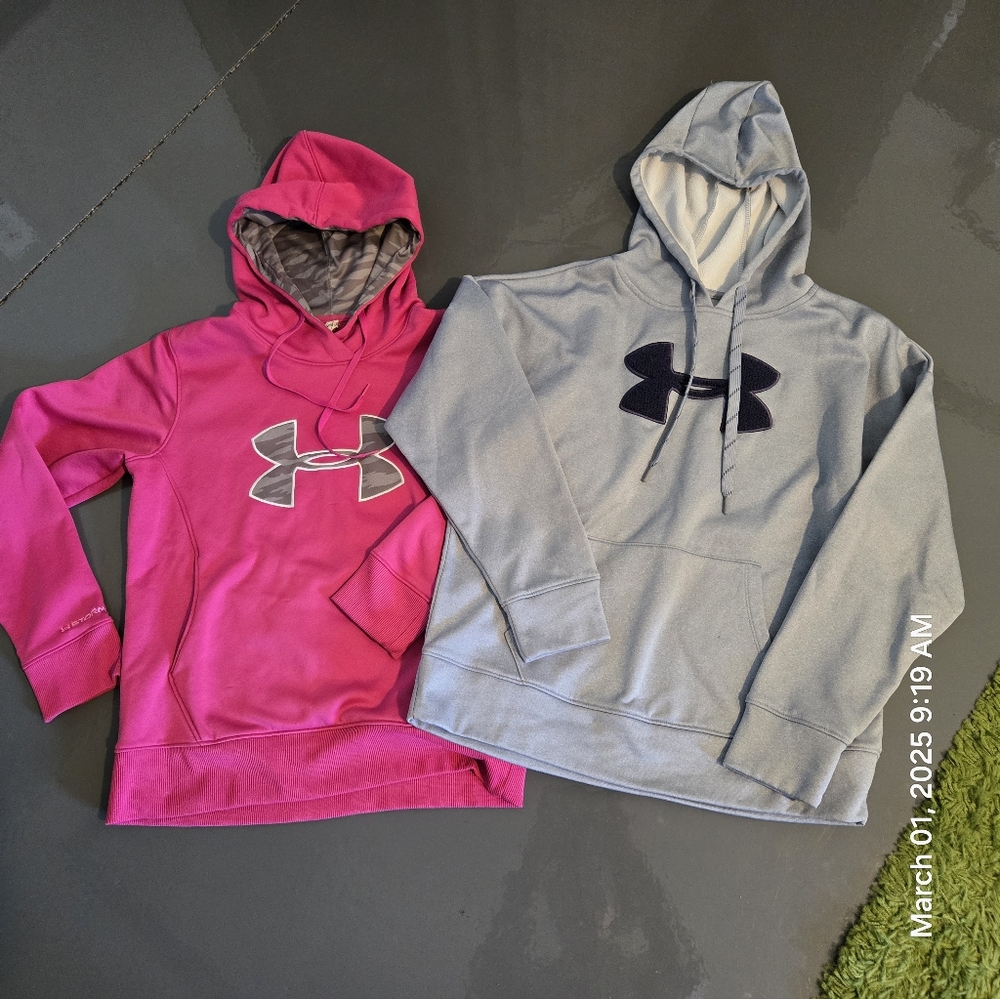 Under Armour Pink and Gray Hoodies